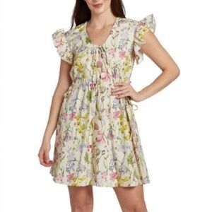 Taylor Tillman Floral Print Ruffle Sleeve Dress